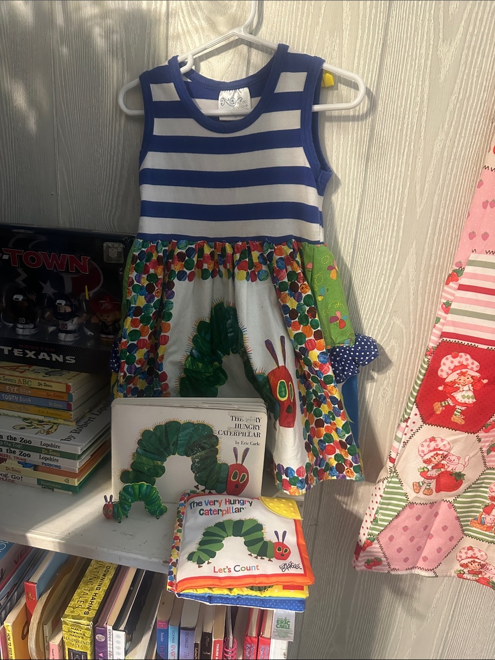 The Very Hungry Caterpillar Blue & White Striped Kids Dress 2t
